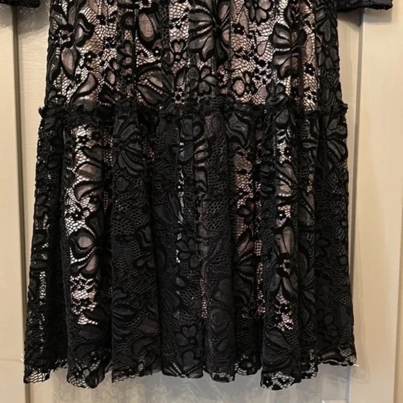 Eliza J Long Sleeve Mock Neck Fit & Flare Lace Dress in Black Size 2 - Picture 12 of 14